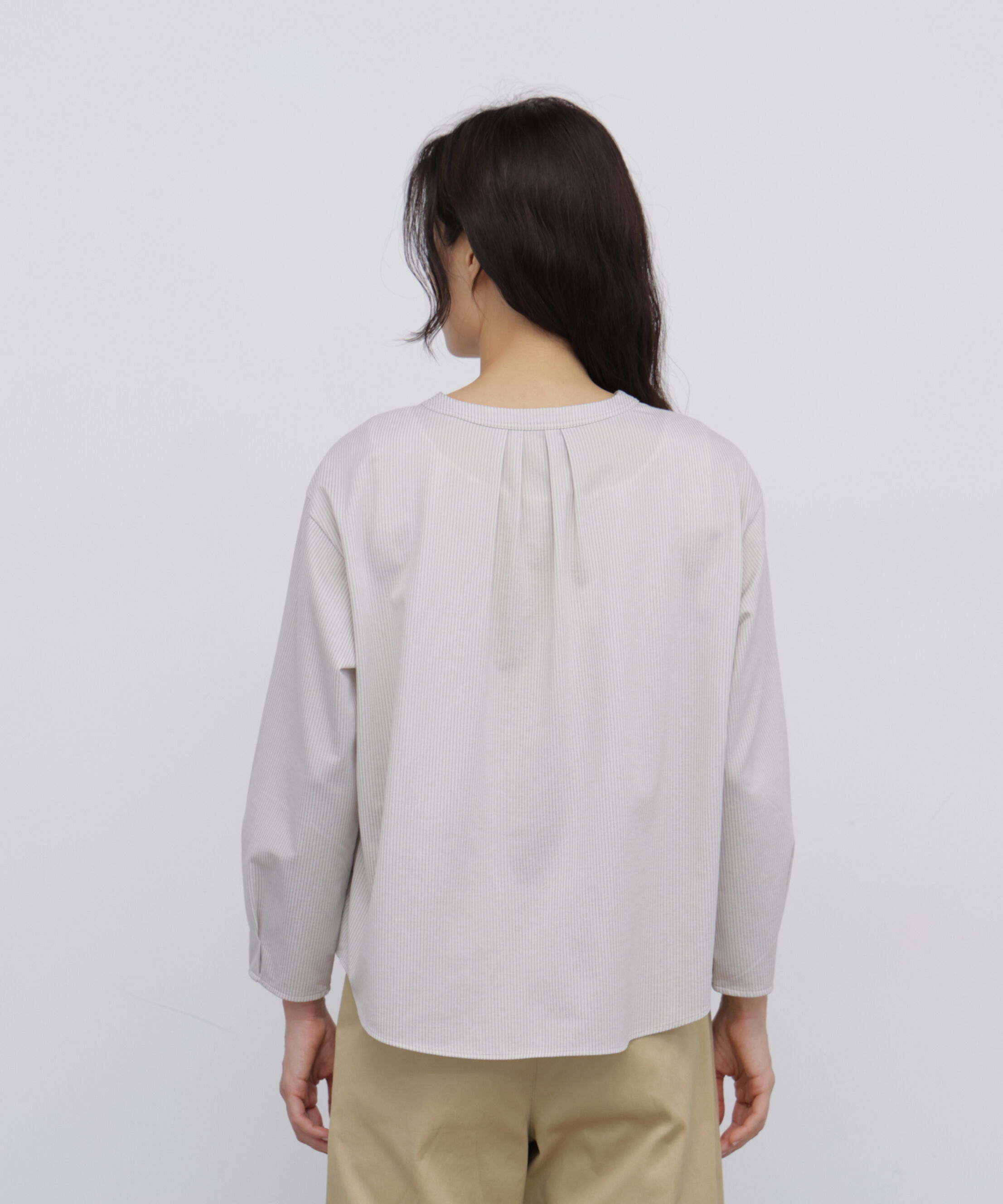  「◆《ジャージー素材》 トリコットカットソー釦ブラウス」|Tシャツ・カットソー|
