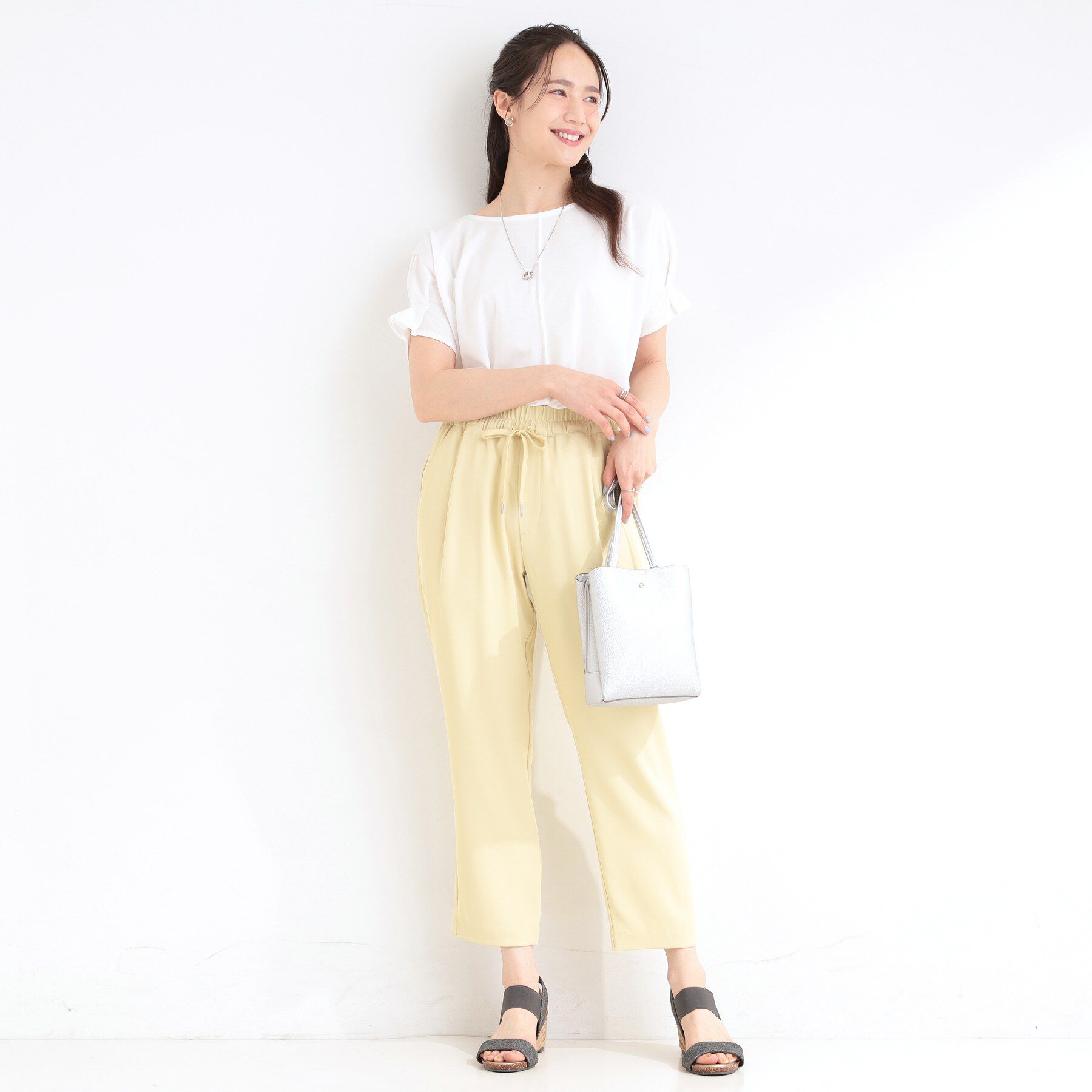 SHOO･LA･RUE「【S-LL/UV/プチプラ】お袖タックで好印象 デザインTシャツ」|Tシャツ・カットソー|