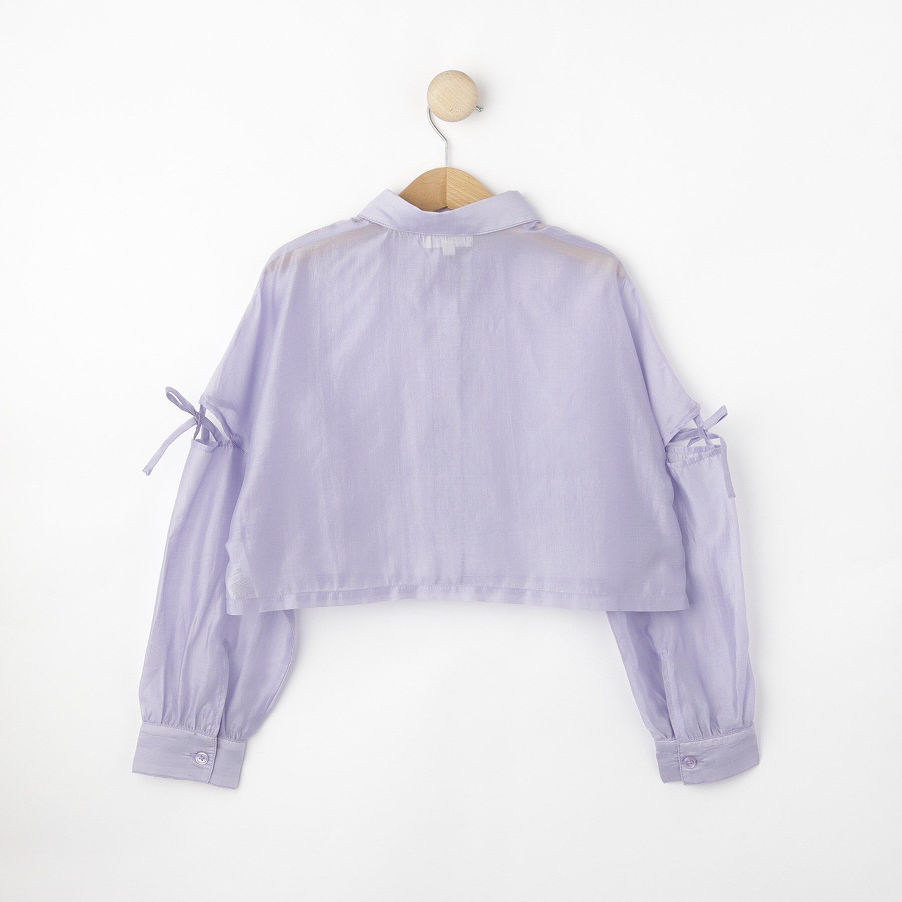 SHOO･LA･RUE「【130-150cm】程よい肌見せが叶う クロップドシアーシャツ」|シャツ・ブラウス|