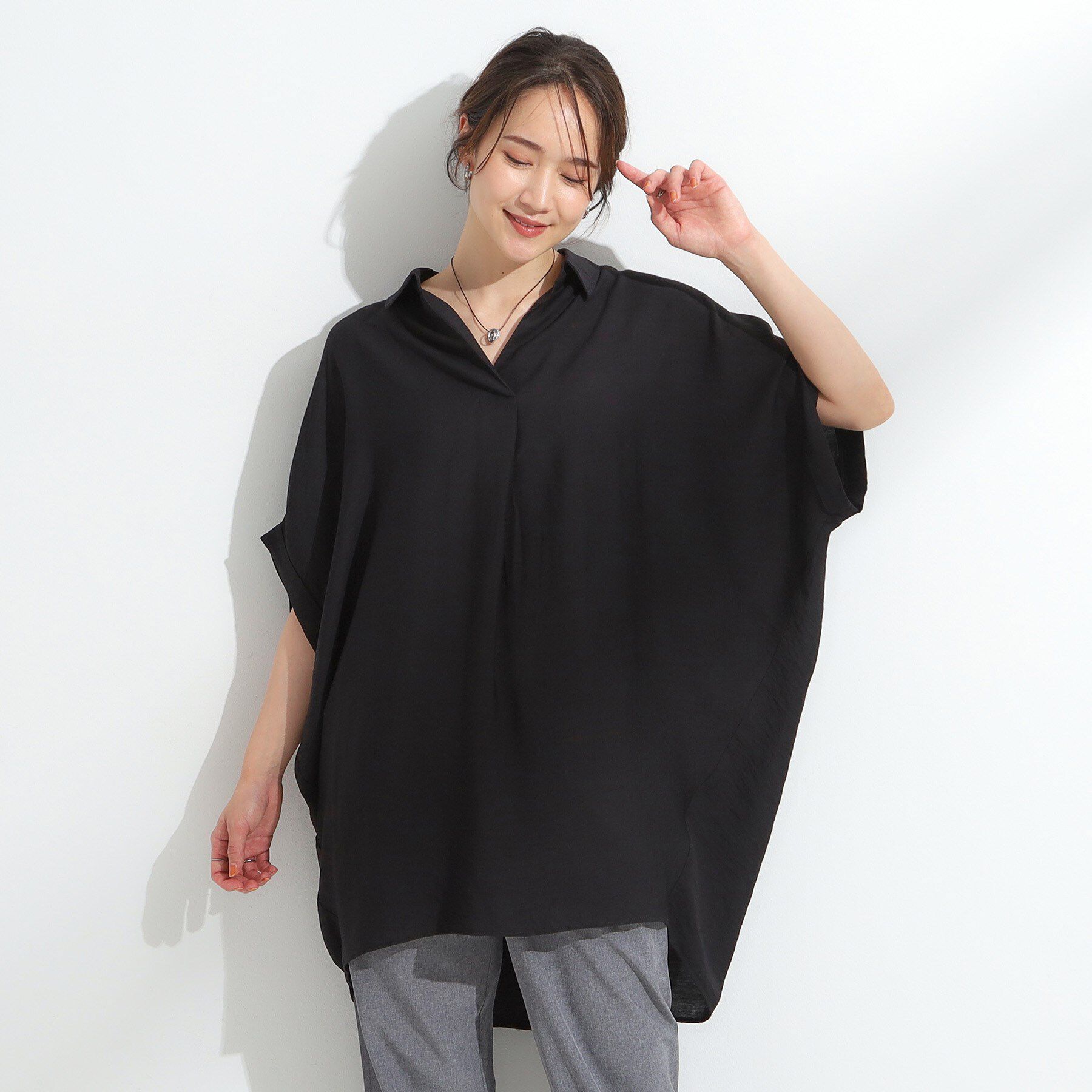 SHOO･LA･RUE「【ひんやり】すっきりきれいに体型カバー コクーンシルエットワンピース」|チュニック|