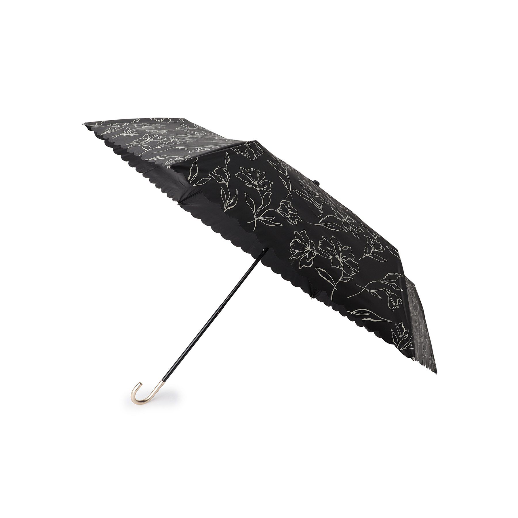 SHOO･LA･RUE「【晴雨兼用】ミニラインフラワー折りたたみ傘【because】」|傘|ブラック(119)