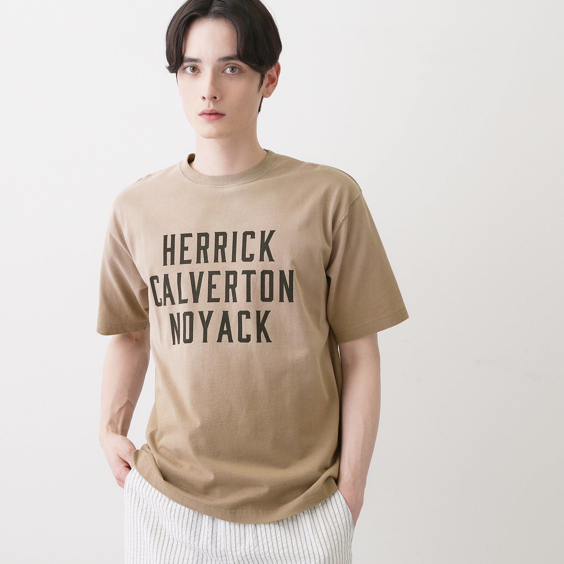 Dessin「【洗える】ヴィンテージ加工 ロゴTシャツ」|Tシャツ・カットソー|ベージュ(052)