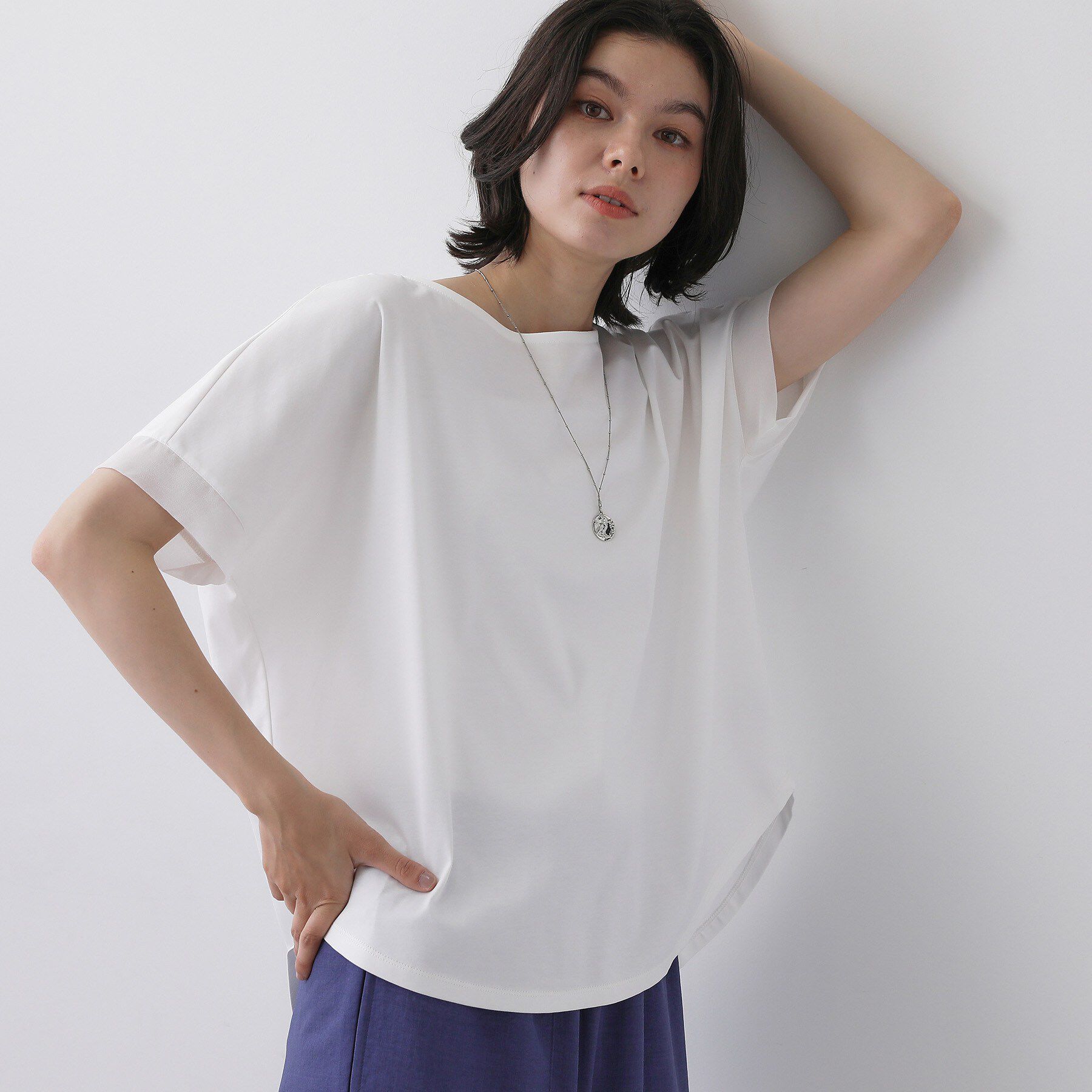 Dessin「【接触冷感/UVカット】美光沢カットソーワイドシルエット」|Tシャツ・カットソー|ホワイト(002)