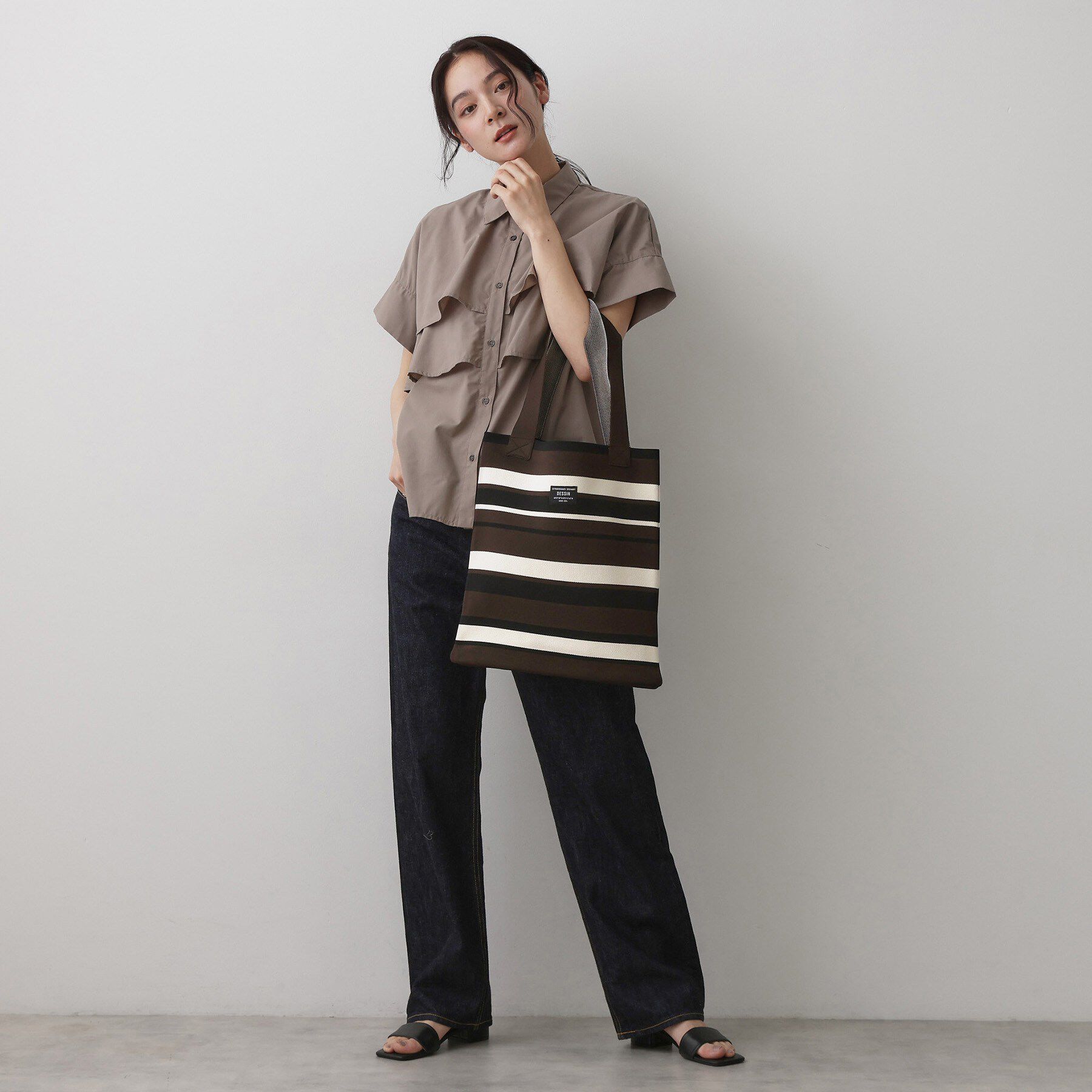 Dessin「【マシンウォッシャブル・A4収納可】ランダムボーダーニットBAG」|トートバッグ|