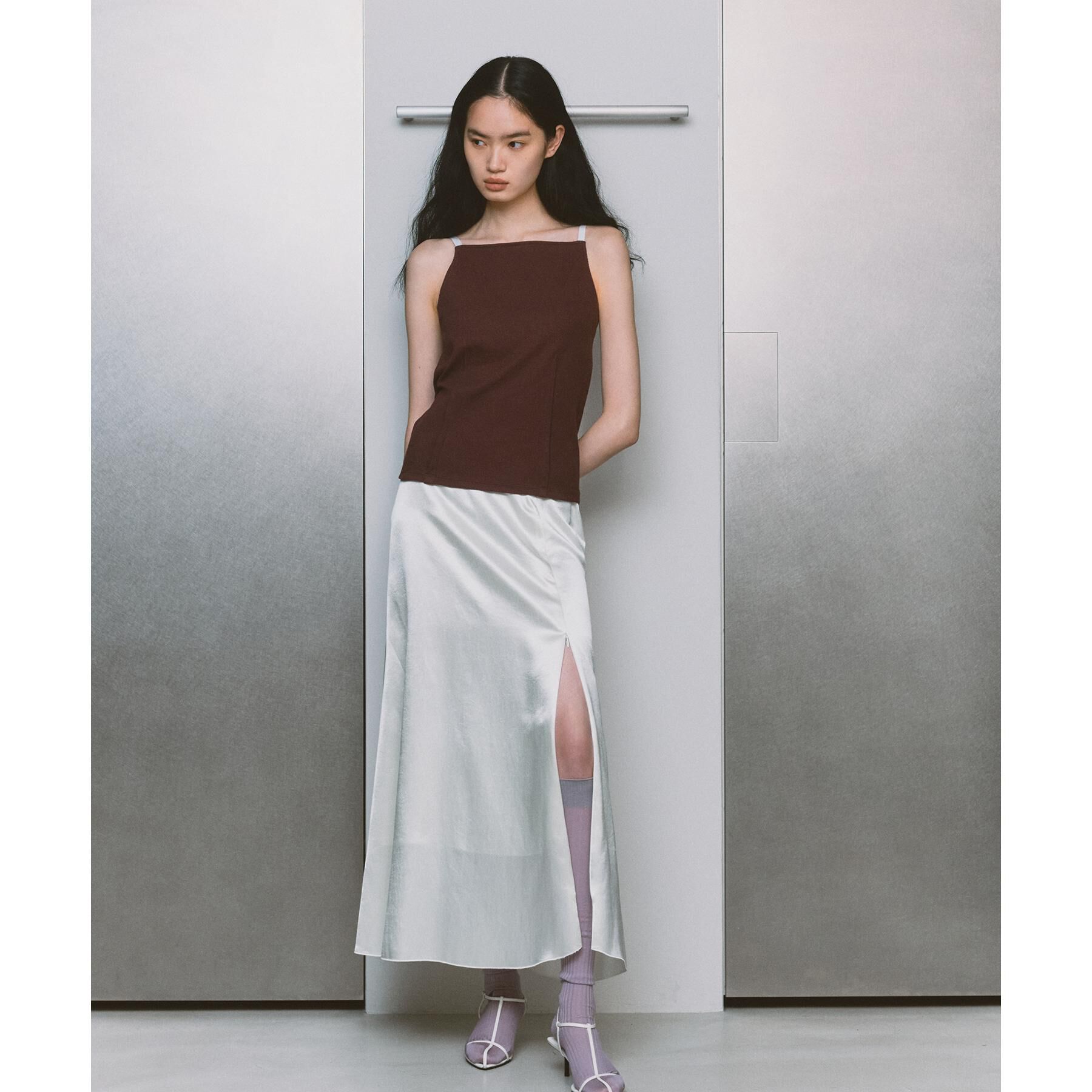 CODE A「satin slit flare skirt」|スカート|