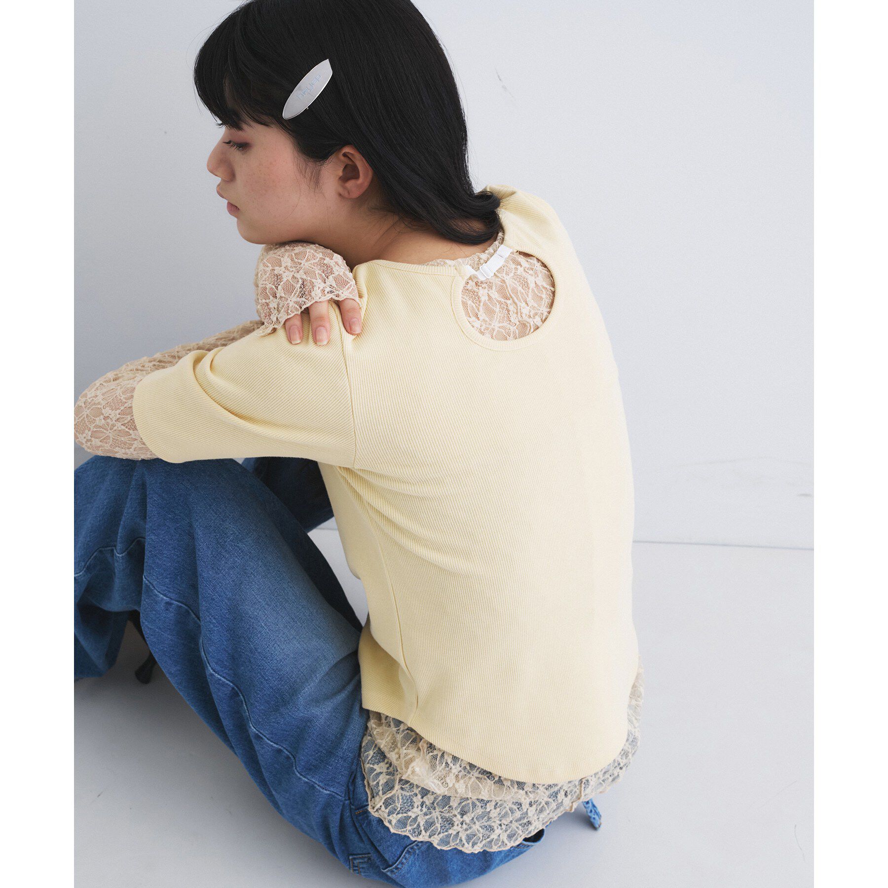 CODE A「rib jersey point neck tee」|Tシャツ・カットソー|ライトイエロー(03