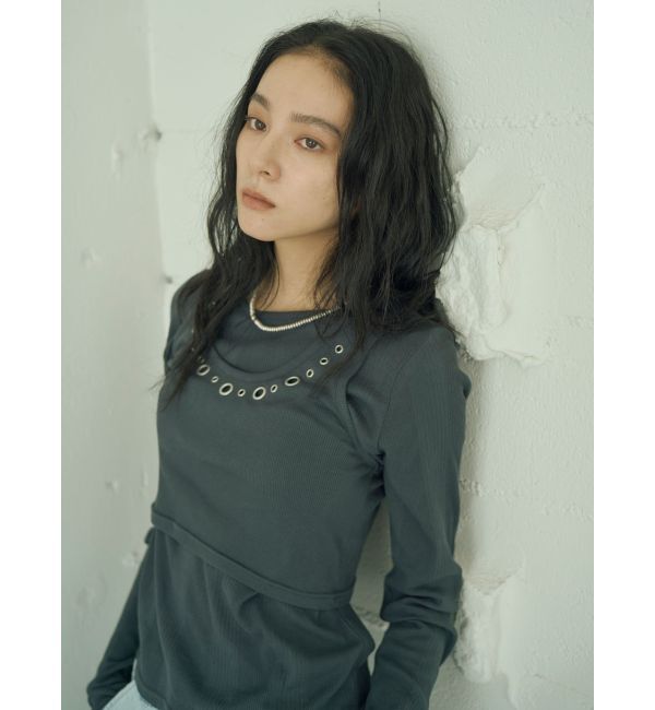 Ungrid「ハトメデザインレイヤードロングスリーブTee」|Tシャツ・カットソー|
