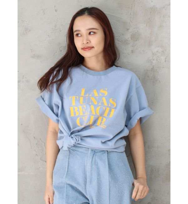 Ungrid「ヴィンテージウォッシュロゴビックTee」|Tシャツ・カットソー|ブルー