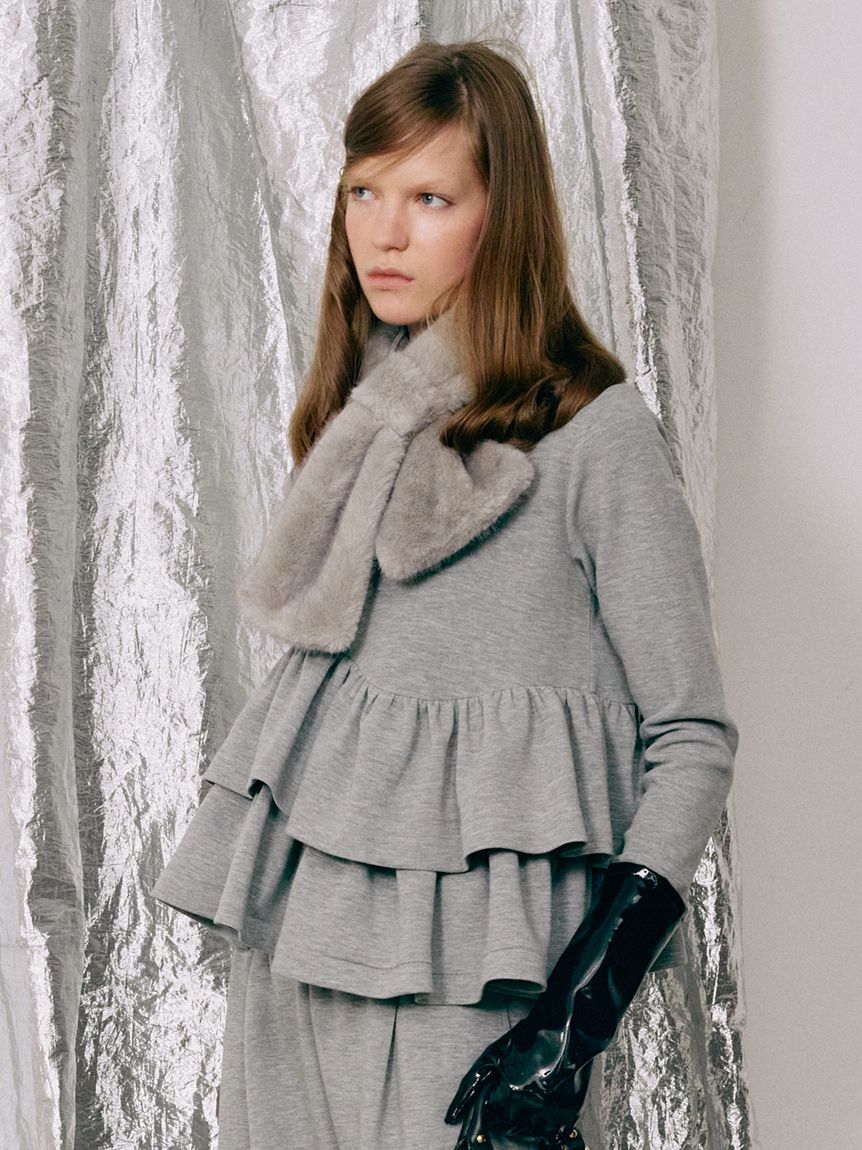 FURFUR「ハーフジップペプラムカットプルオーバー」|スウェット・ジャージ|GRY