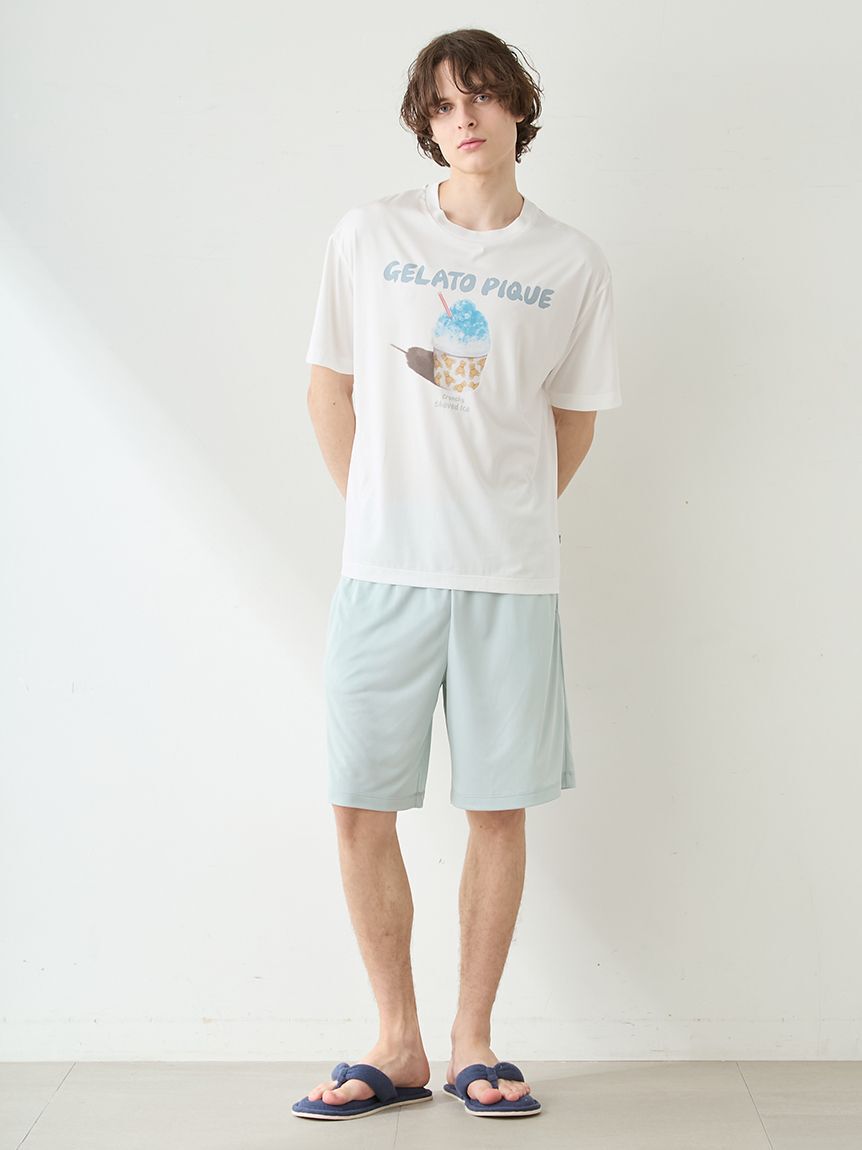 GELATO PIQUE HOMME「【HOMME】【MINT SORBET by HEIQ MINT】【接触冷感】夏祭りワンポイントTシャツ&ハーフパンツセット」|ルームウェア|