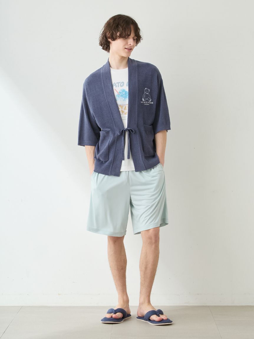 GELATO PIQUE HOMME「【HOMME】【MINT SORBET by HEIQ MINT】【接触冷感】夏祭りワンポイントTシャツ&ハーフパンツセット」|ルームウェア|