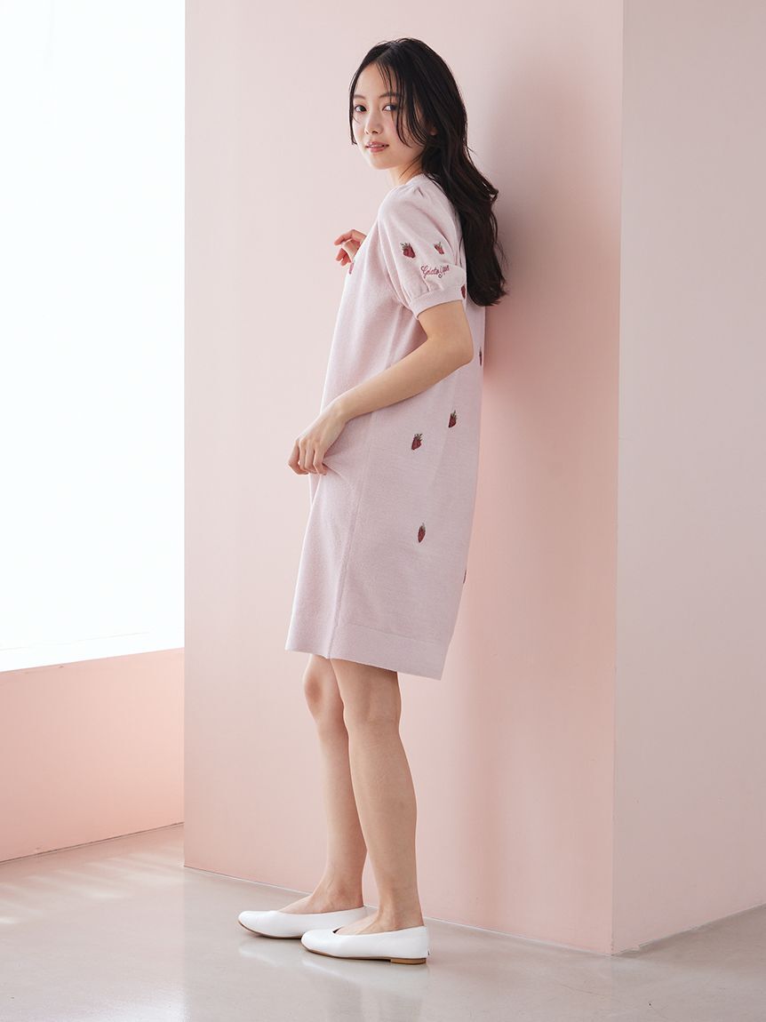 gelato pique「【ONLINE限定】エアリーモコストロベリージャガードワンピース」|ルームウェア|