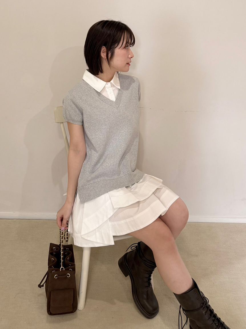 LILY BROWN「シャツドッキングラッフルワンピース」|ワンピース|