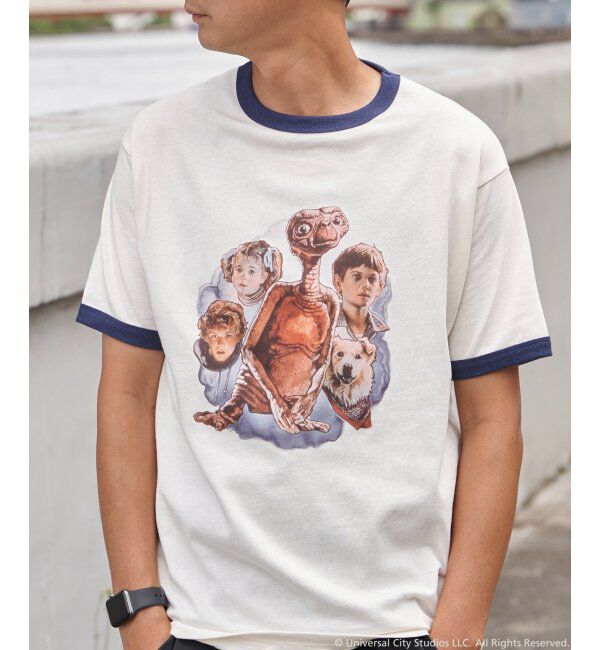 VENCE share style「『 E.T. 』デザイン リンガーTシャツ」|Tシャツ・カットソー|ネイビーブルー