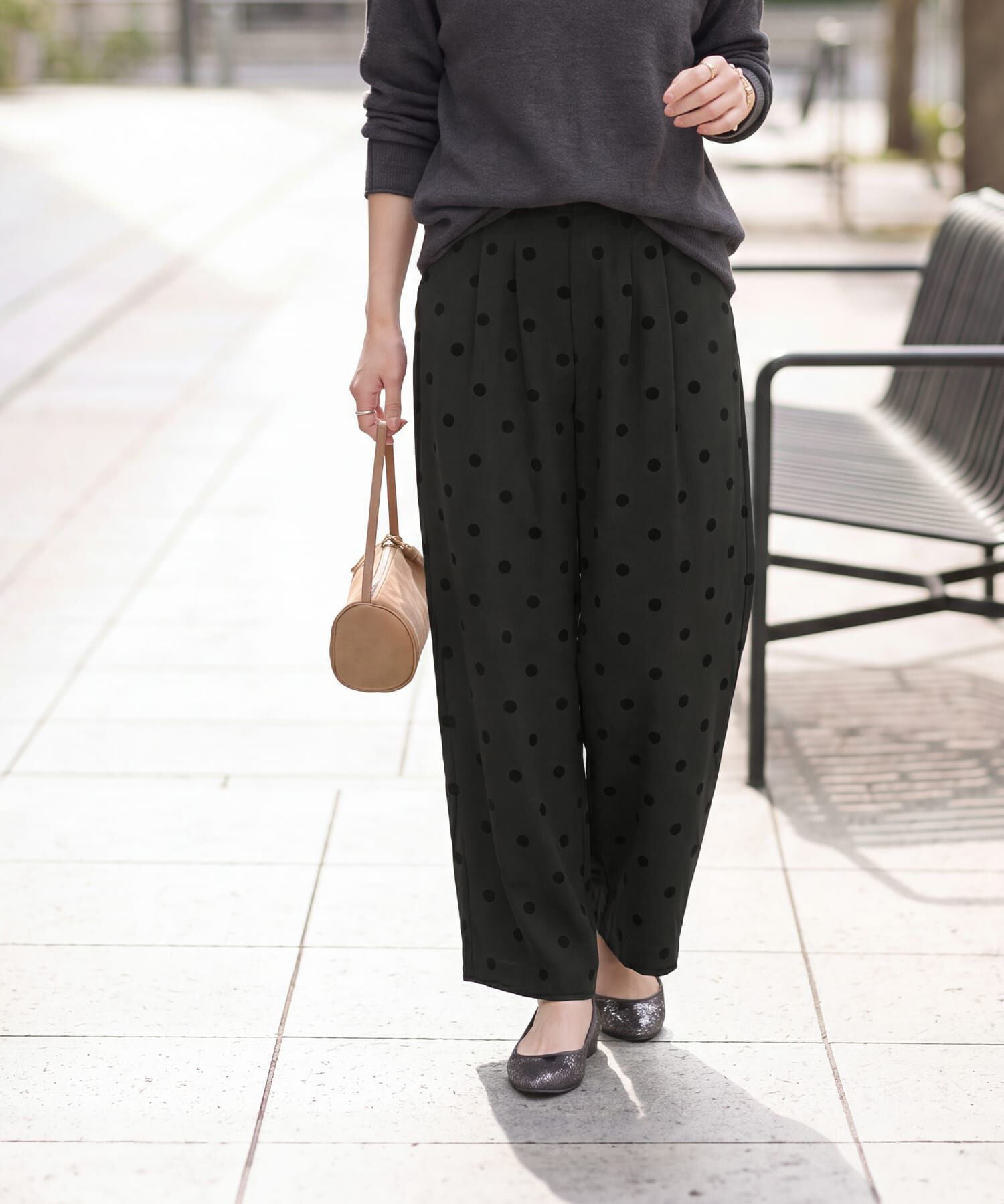 STYLE DELI「フロッキードットワイドパンツ」|その他|ブラック