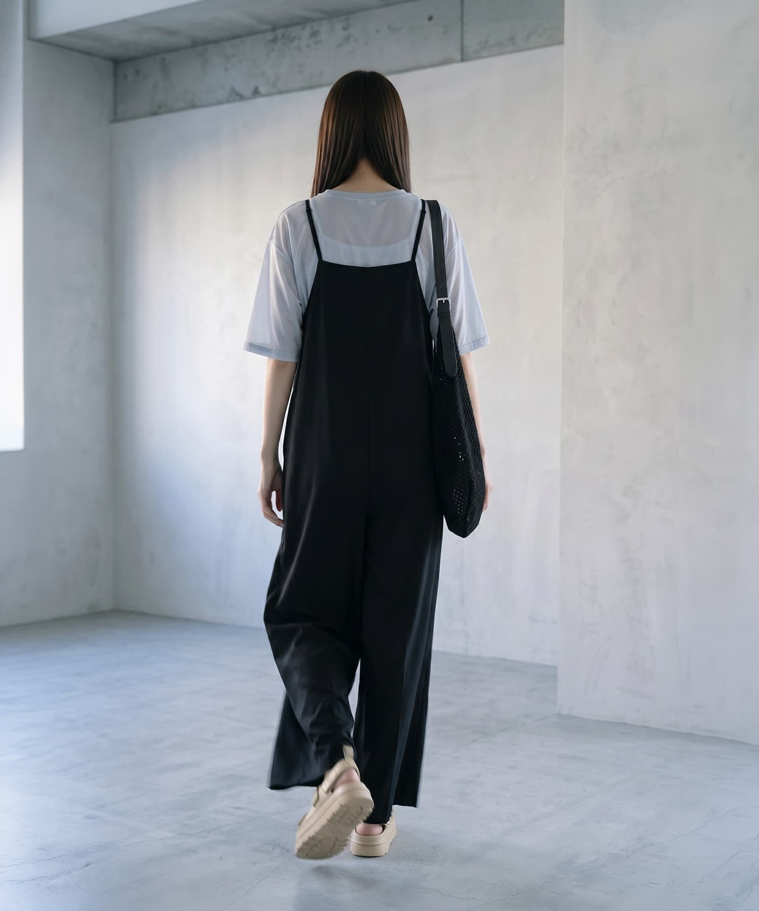 STYLE DELI「【BLK001】サラ落ちキャミオールインワン」|オールインワン|