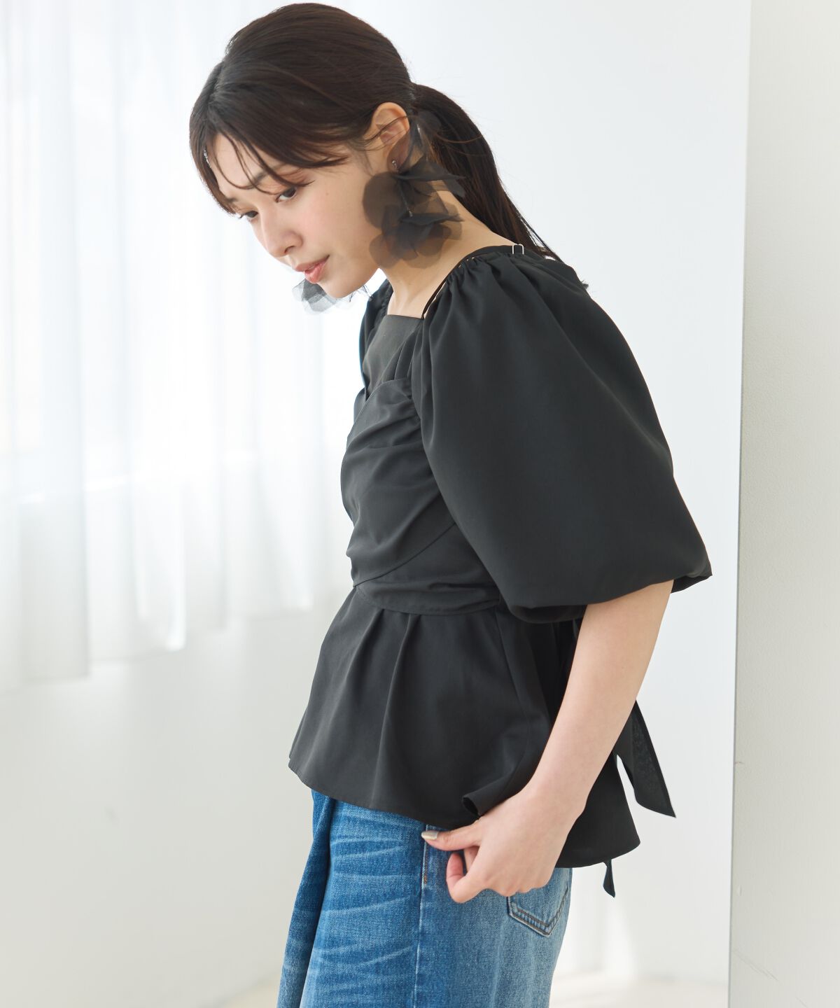 アンドクチュール「バックリボンペプラムブラウス」|シャツ・ブラウス|
