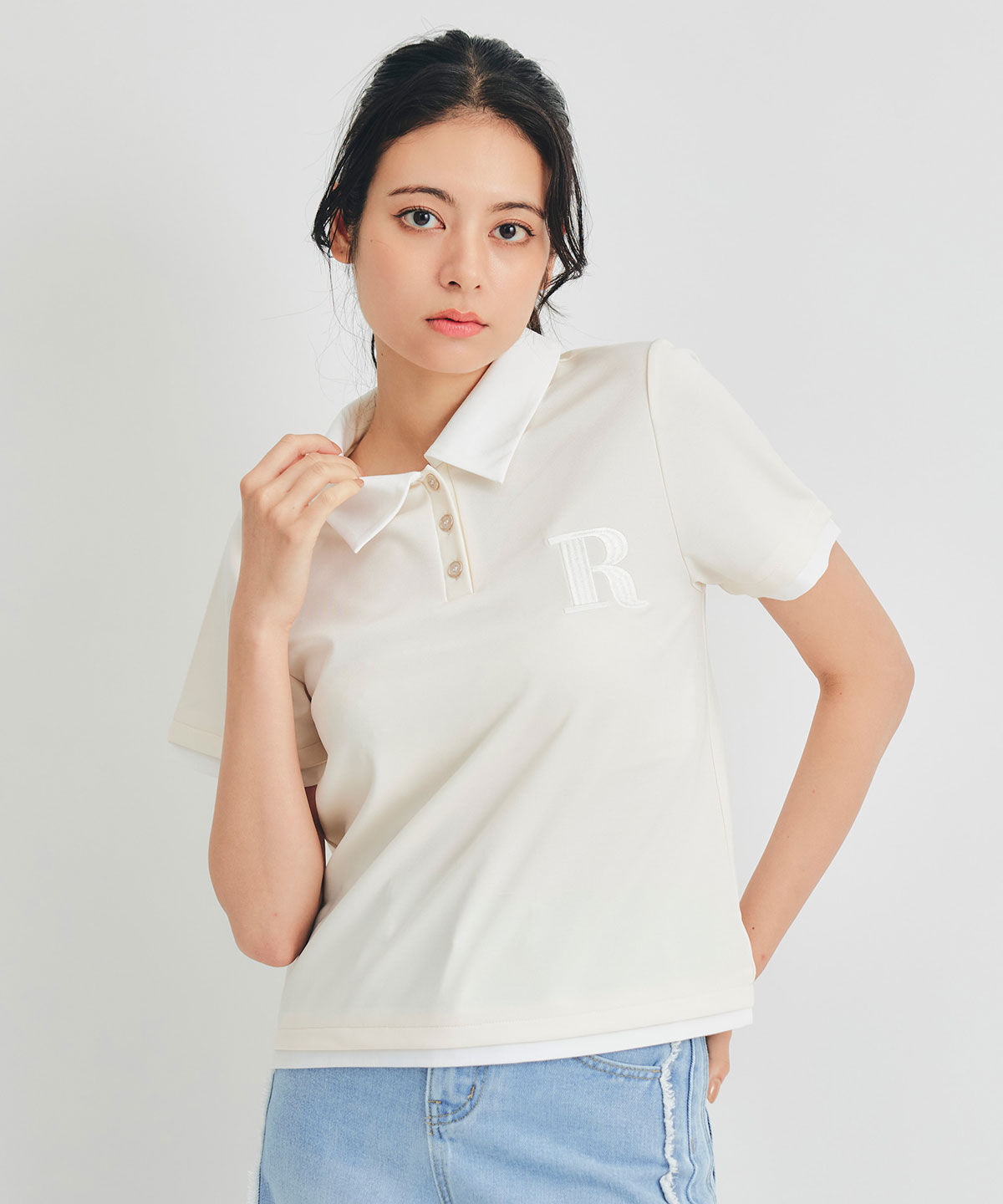 REDYAZEL「RポロレイヤードTシャツ」|Tシャツ・カットソー|ベージュ