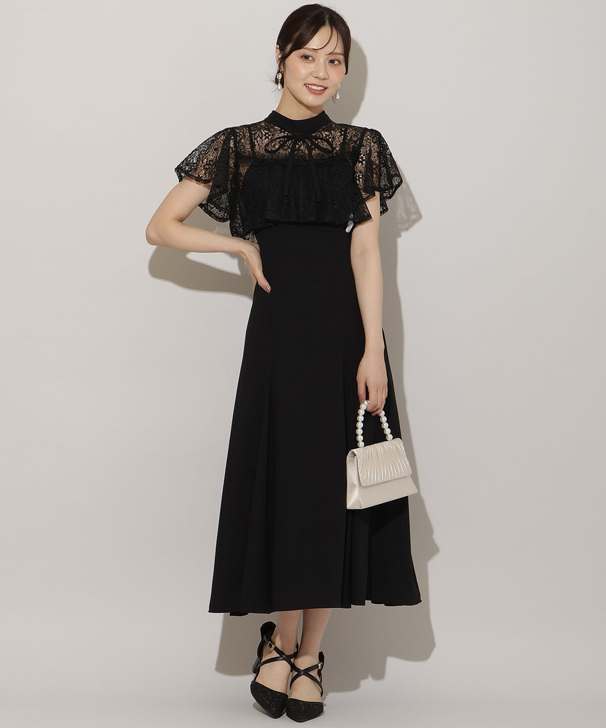 WILLSELECTION「タックリボンレースブラウス&times;バックレースアップワンピース」|ドレス|ブラック