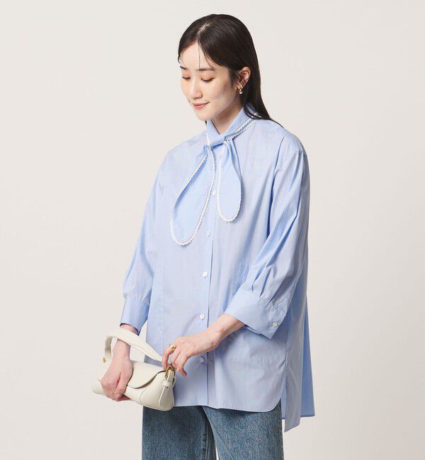 UNITED ARROWS「リボン ボウタイ チュニック シャツ」|シャツ・ブラウス|LT.BLUE