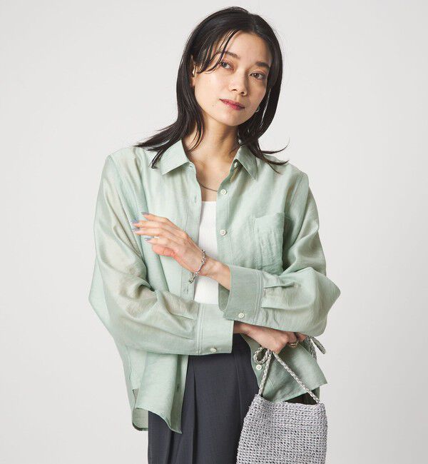 UNITED ARROWS green label relaxing「エアリー シアー ロングスリーブ シャツ ウォッシャブル 接触冷感」|シャツ・ブラウス|LIME