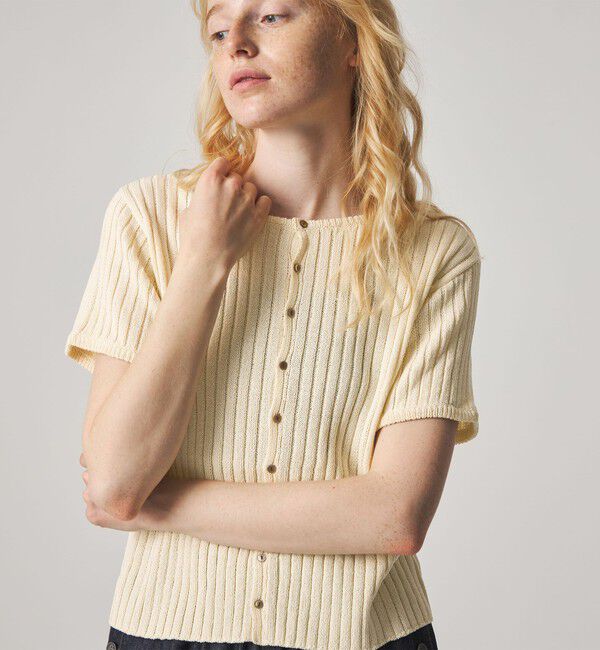 STEVEN ALAN「＜Steven Alan＞リブ ショートスリーブ カーディガン」|カーディガン|