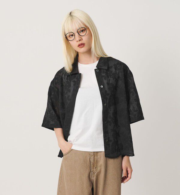BEAUTY&YOUTH UNITED ARROWS「セルロースポリエステル クロスステッチ シャツ ウォッシャブル」|シャツ・ブラウス|BLACK