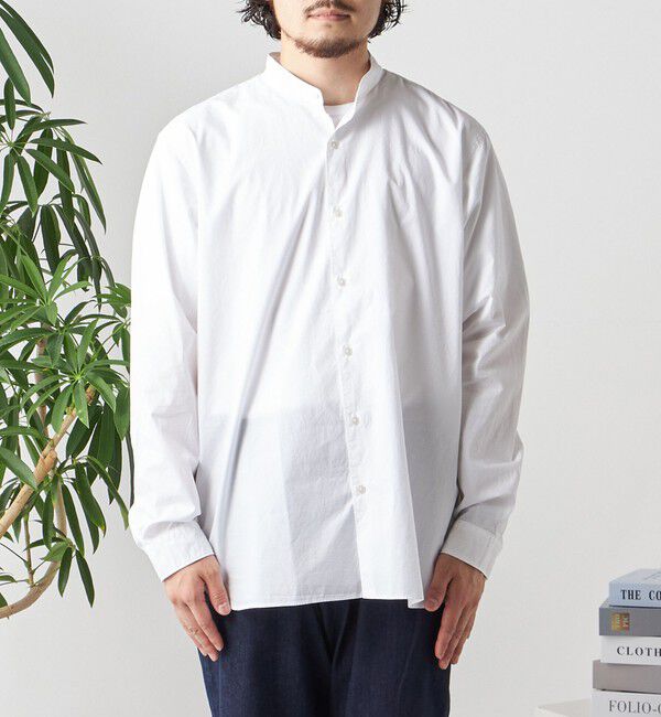 SHIPS any「SHIPS any:〈洗濯機可能〉ストライプ / ソリッド リラックス バンドカラー シャツ 26AW◆」|シャツ・ブラウス|