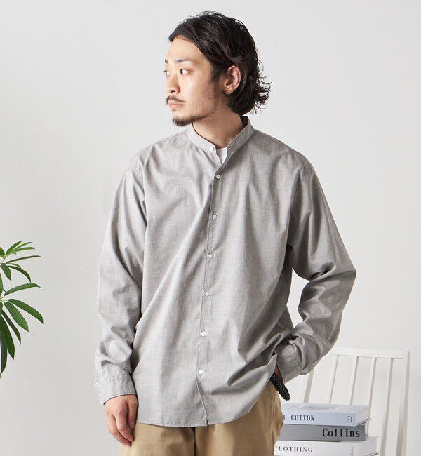 SHIPS any「SHIPS any:〈洗濯機可能〉ストライプ / ソリッド リラックス バンドカラー シャツ 26AW◆」|シャツ・ブラウス|