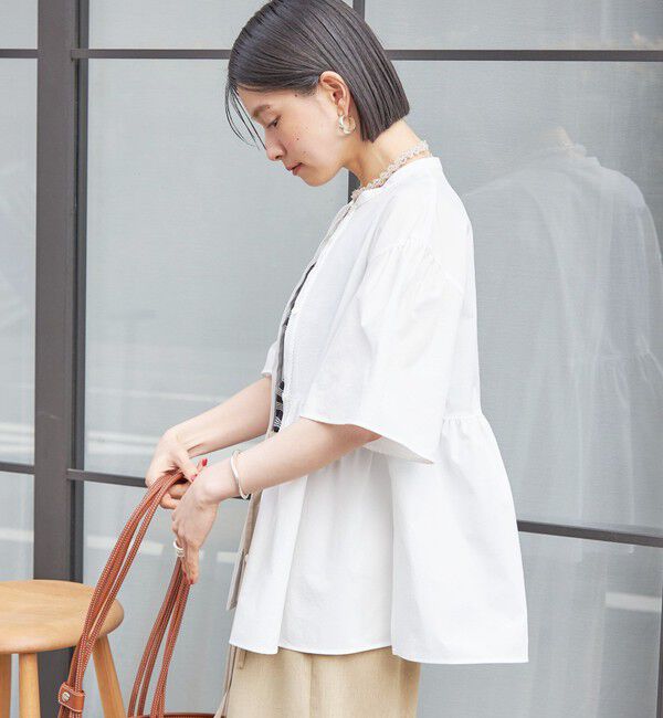 SHIPS for women「〈接触冷感 / 撥水加工〉TEXBRID(R) タフタ ショート スリーブ 羽織 シャツ」|シャツ・ブラウス|