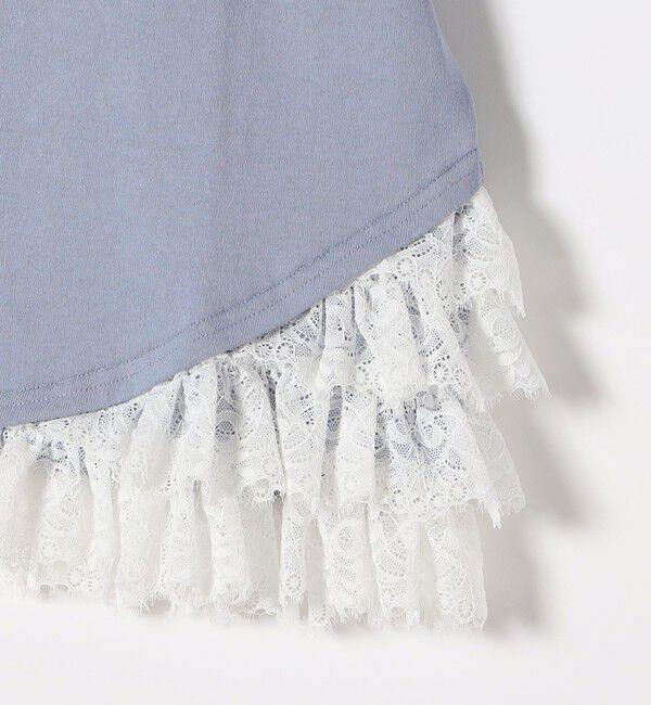 SHIPS any「SHIPS any:〈洗濯機可能〉レース ヘム アシンメトリー ショートスリーブ TEE」|Tシャツ・カットソー|