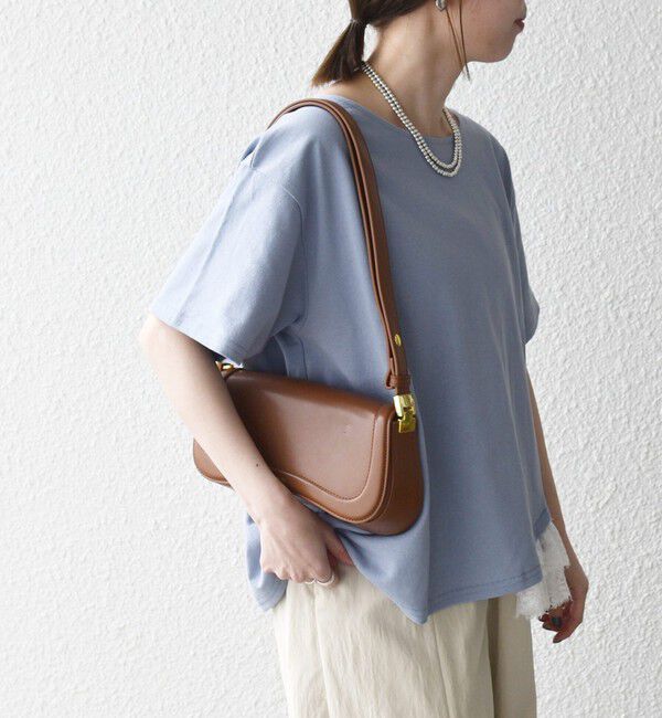 SHIPS any「SHIPS any:〈洗濯機可能〉レース ヘム アシンメトリー ショートスリーブ TEE」|Tシャツ・カットソー|