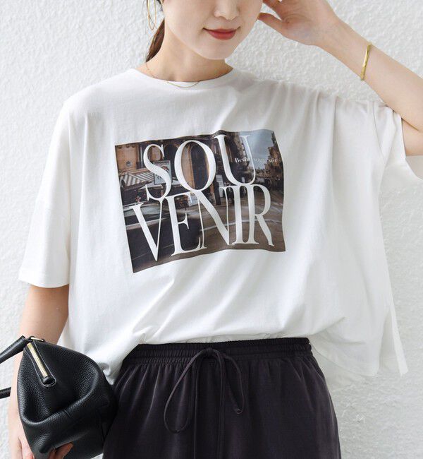 SHIPS for women「【SHIPS別注】81BRANCA: 5分袖 ロゴ・フォト TEE」|Tシャツ・カットソー|
