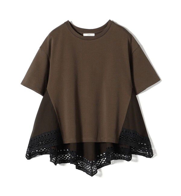 SHIPS for women「〈手洗い可能〉DEPEND ポンチ トリム レース ドッキング プルオーバー」|Tシャツ・カットソー|