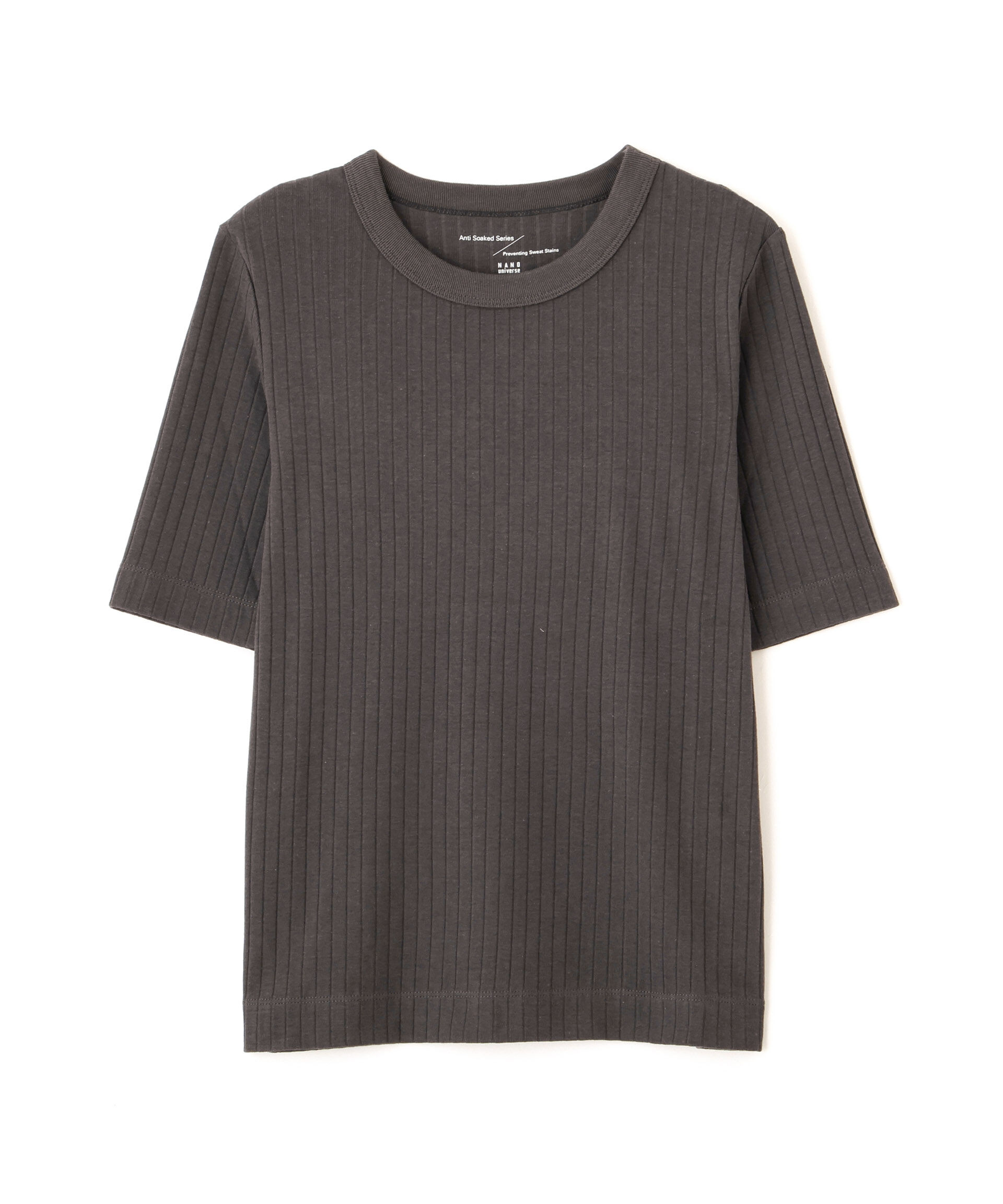 NANO universe「【選べる4色展開！】Anti Soaked(R) 汗染み防止クルーネックリブTシャツ」|Tシャツ・カットソー|