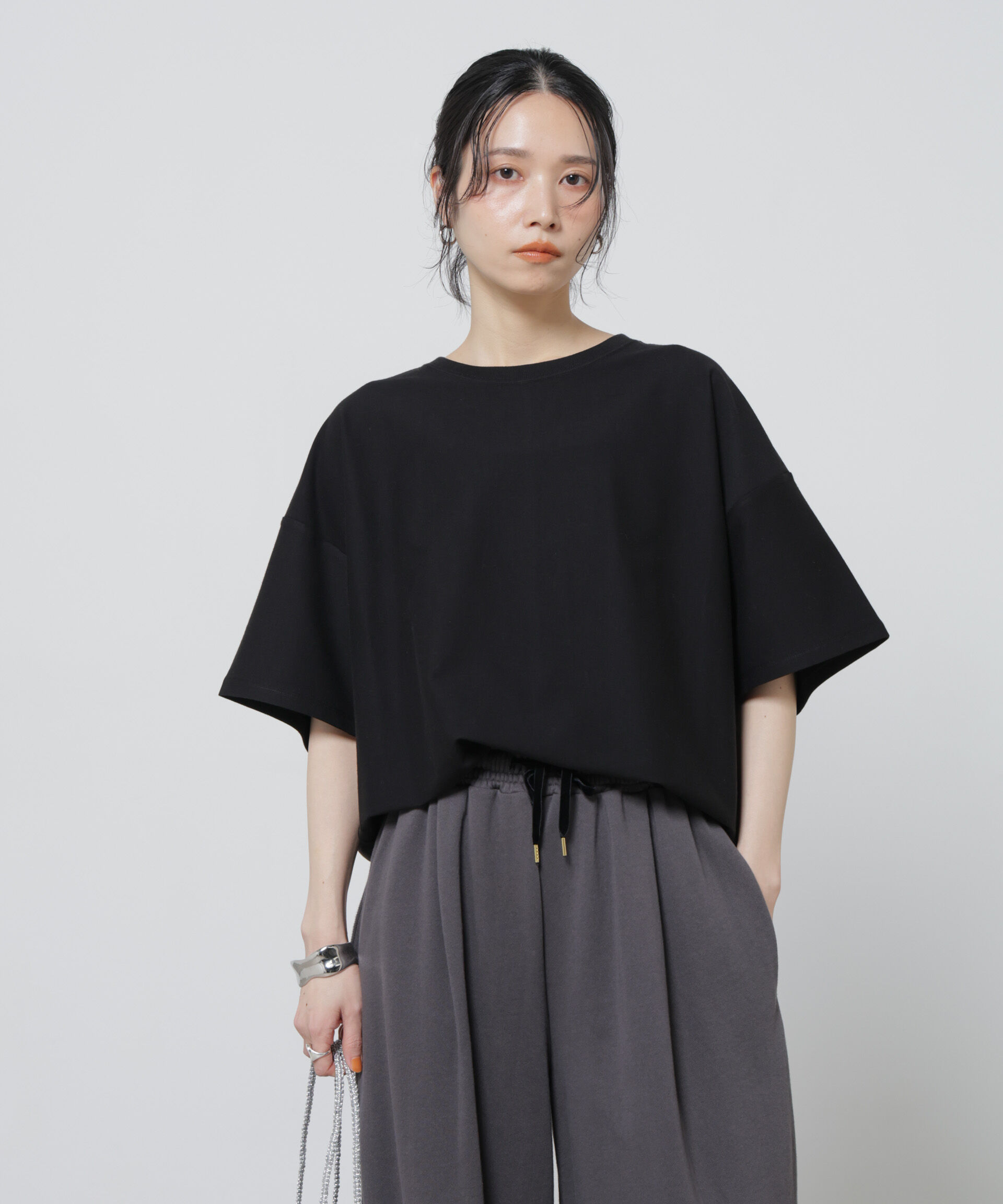 NANO universe「「Meaningful Continuity」coveross(R)ツイル調冷感プレーティング天竺Tシャツ」|Tシャツ・カットソー|