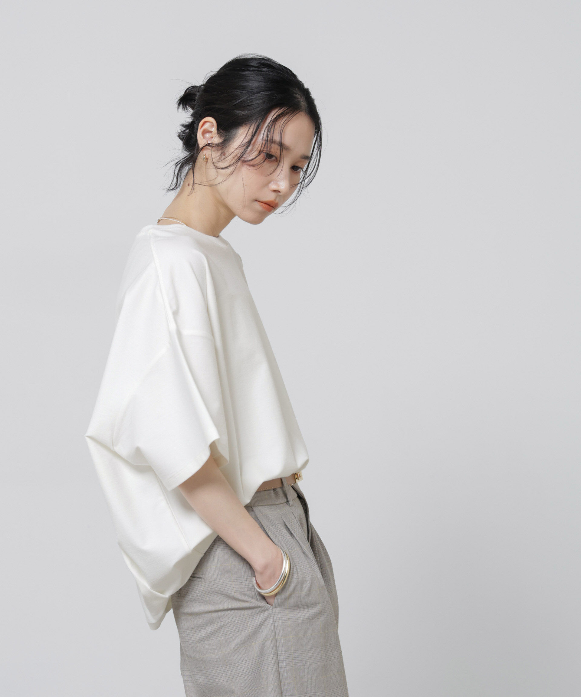 NANO universe「「Meaningful Continuity」coveross(R)ツイル調冷感プレーティング天竺Tシャツ」|Tシャツ・カットソー|