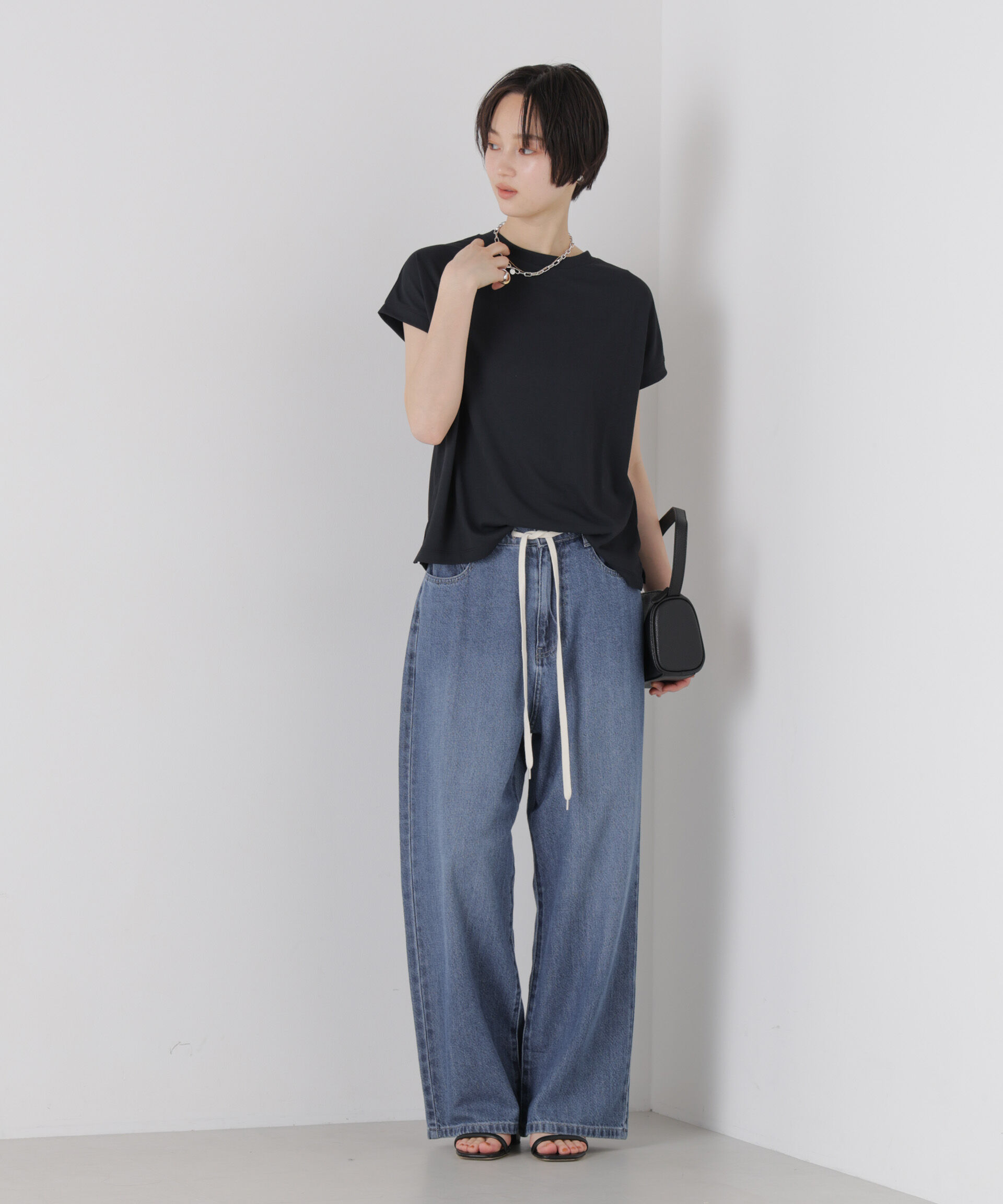 NANO universe「汗隠糸加工&多彩機能カットソー素材 ドルマンフレンチトップス」|Tシャツ・カットソー|