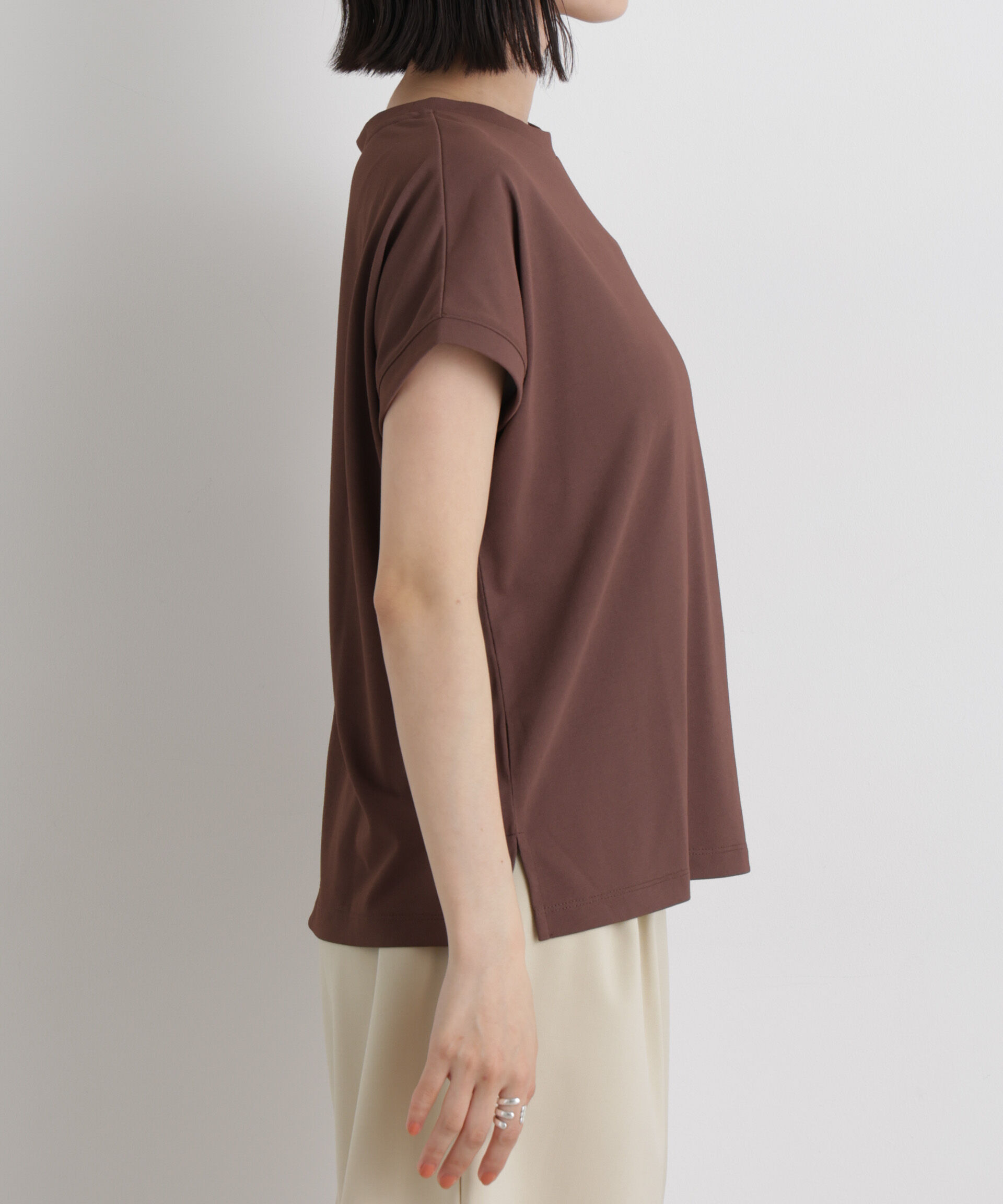 NANO universe「汗隠糸加工&多彩機能カットソー素材 ドルマンフレンチトップス」|Tシャツ・カットソー|