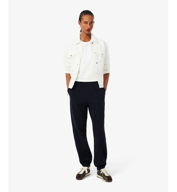 LACOSTE「ネーム＆ワニロゴパッチクロップド半袖Tシャツ」|Tシャツ・カットソー|
