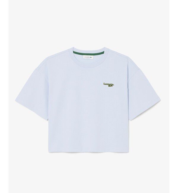 LACOSTE「ネーム＆ワニロゴパッチクロップド半袖Tシャツ」|Tシャツ・カットソー|