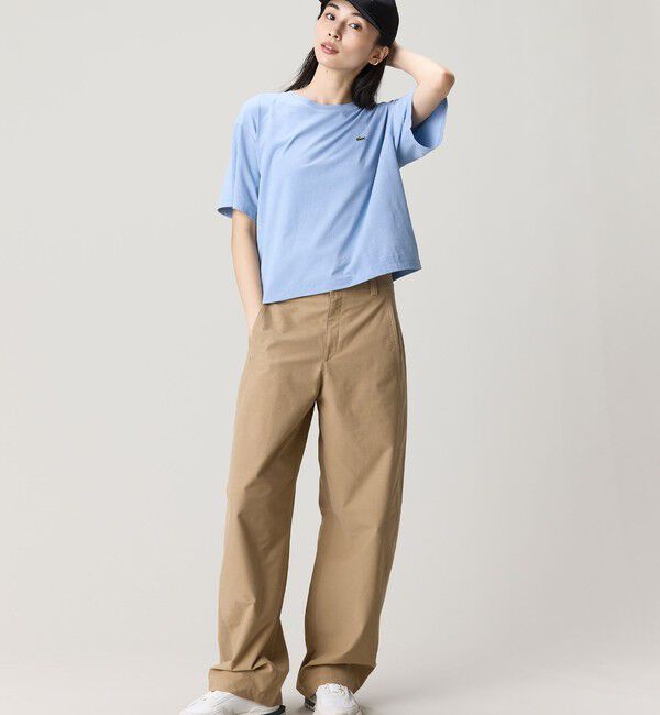 LACOSTE「クロップド丈 ピグメントダイTシャツ」|Tシャツ・カットソー|