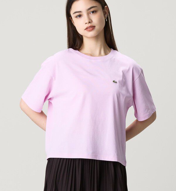 LACOSTE「クロップド丈 ピグメントダイTシャツ」|Tシャツ・カットソー|