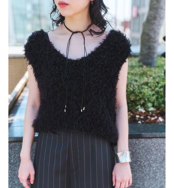 SALON adam et rope'「カーリーモヘアクロップドベスト」|ベスト・ジレ|