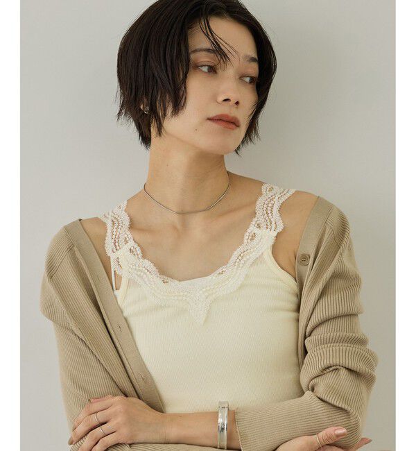 SALON adam et rope'「Hug Wool レースタンクトップ / イージーケア」|タンクトップ|オフホワイト(15)
