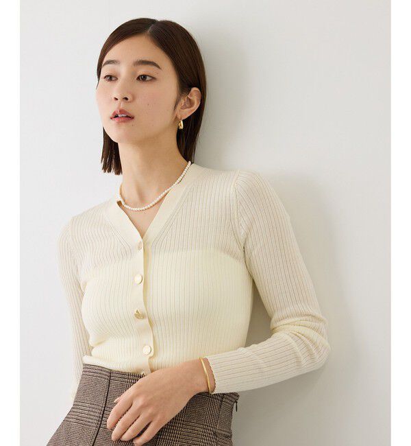 ROPE「【J'aDoRe・一部店舗限定サイズ】ワイドリブ金ボタンVネックカーディガン」|ニット・セーター|