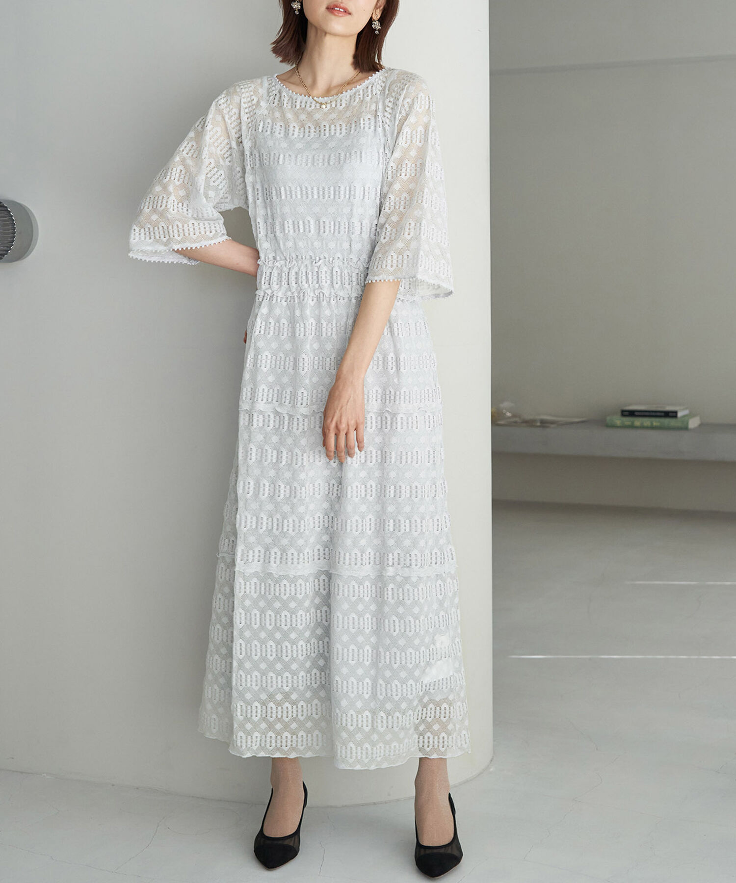 Rope&rsquo;Picnic「【一部店舗限定】【Mon E&rsquo;toile/モンエトワール】ティアードレースDRESS」|ドレス|