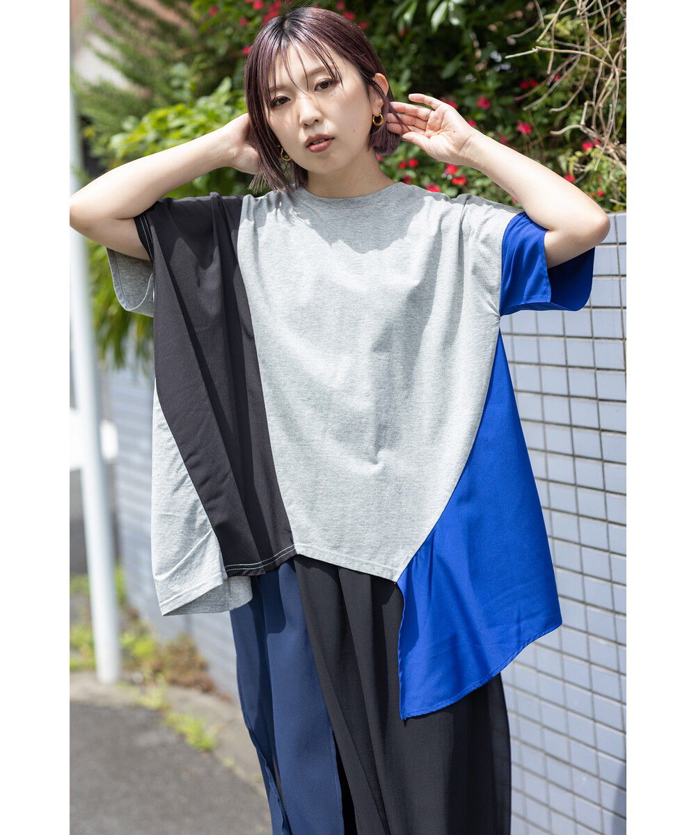  「切替アシンメトリーTシャツ」|Tシャツ・カットソー|