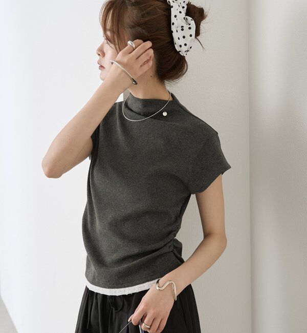  「プレート付きハイネックTシャツ」|Tシャツ・カットソー|