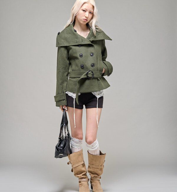  「【26AW LOOK掲載品番】ワイドカラーベルテッドPコート」|その他|